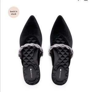 Birdies The Swan Black Crystal Bracelet Flats